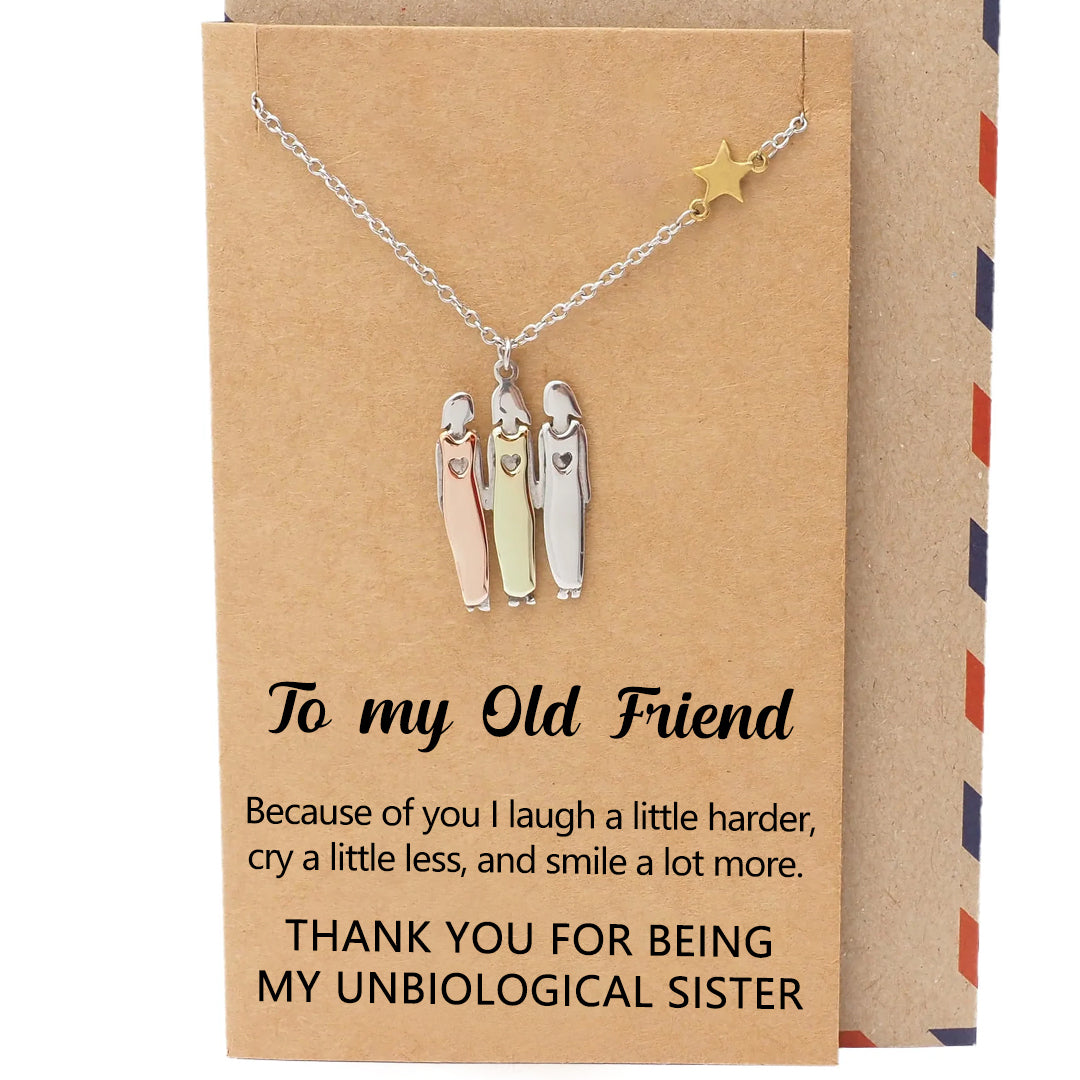 FOR FRIEND - THANK YOU FOR BEING MY UNBIOLOGICAL SISTER SISTER STAR PENDANT NECKLACE