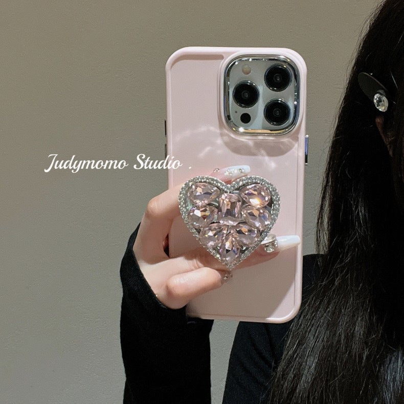 Heart Rhinestone Stand Bracelet Case Cover For iPhone