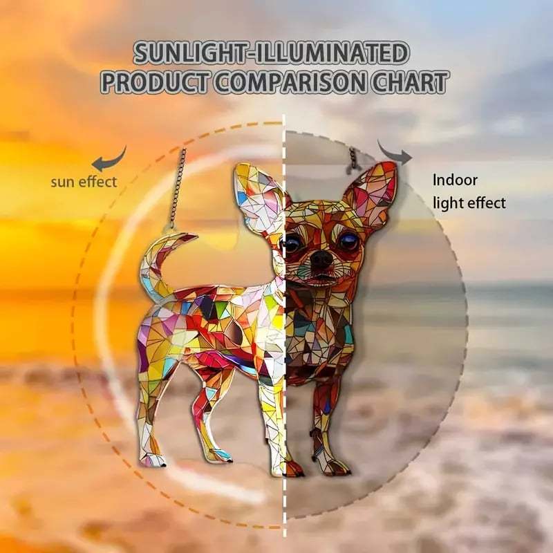 🌞🐕🦺Cute Chihuahua Suncatcher