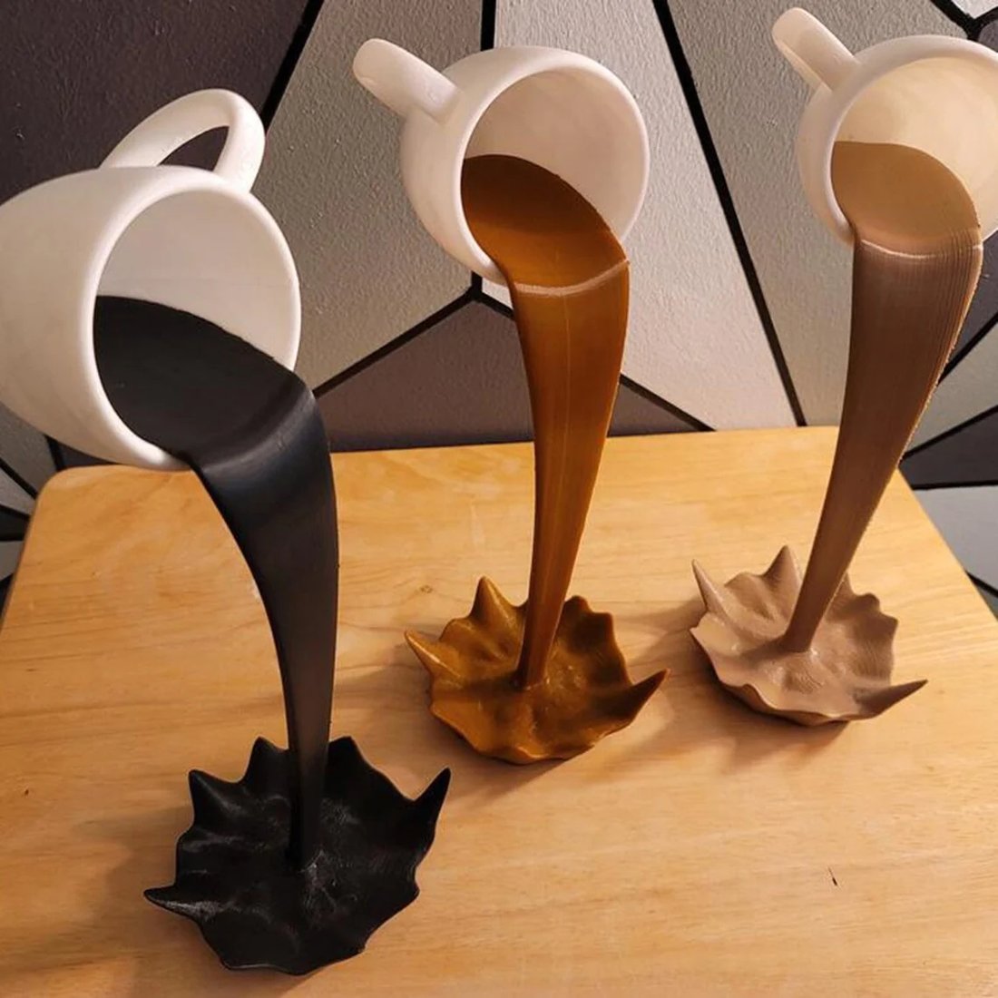 Magic Floating Spilling Coffee Cup Statue
