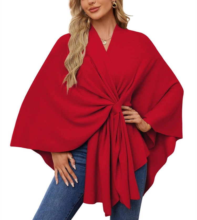 🔥Last 4 hours 57% OFF -Elegant Shawl Wraps Soft Open Front Poncho Sweater