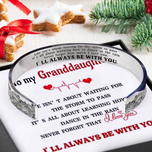 Last Day 75% OFF - For Granddaughter I'll Always Be There For You Wave Cuff Bracelet