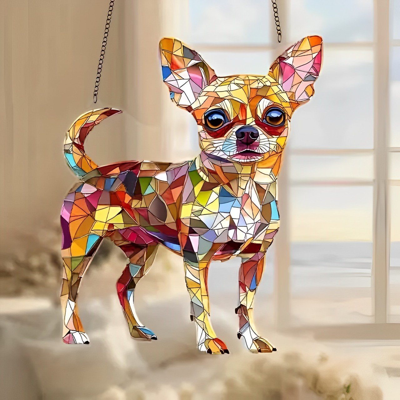 🌞🐕🦺Cute Chihuahua Suncatcher