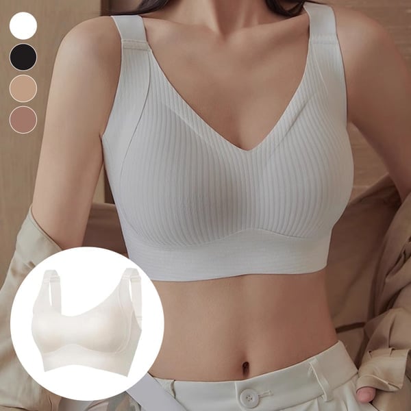 🔥Women's Ribbed Push Up Adjustable Wireless Bra