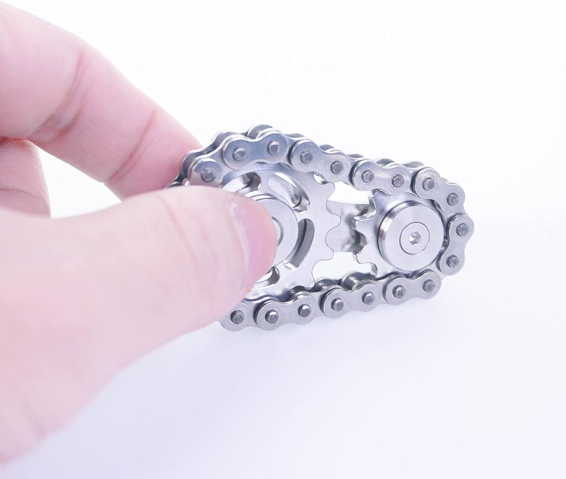 Fidget Spinner, Linkage Bike Chain Spinner Design 2 Gears Figity Spin Finger Games