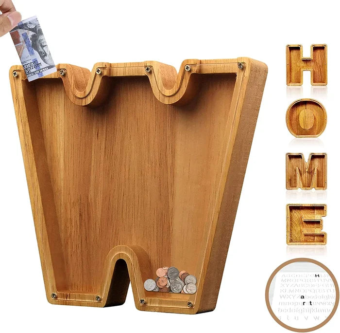 (š„2024 BEST GIFT TO CHILDRENš„) Wooden Letter Piggy Bankš
