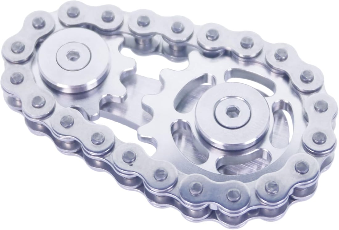 Fidget Spinner, Linkage Bike Chain Spinner Design 2 Gears Figity Spin Finger Games