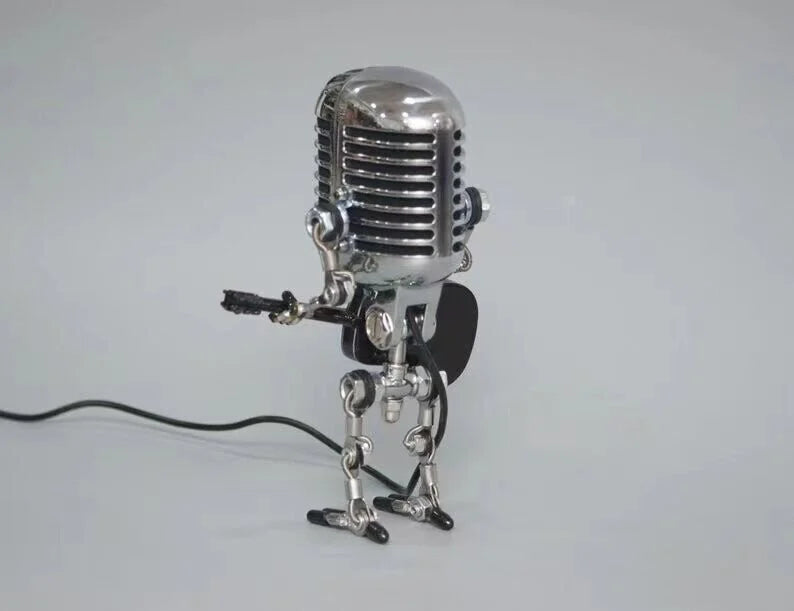 🎙Vintage Metal Microphone Robot Desk Lamp🎸