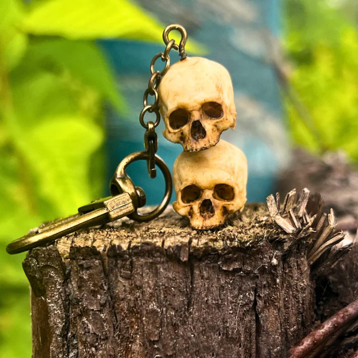 Hand-Painted Skull Keychain for Punk Style