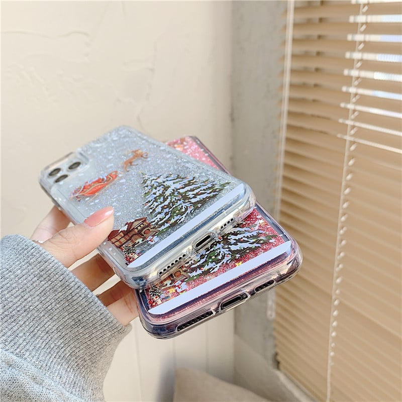 🎄Christmas theme flash powder iPhone mobile phonecase for iPhone 14/13/12/11/X/XS/7/8/SE