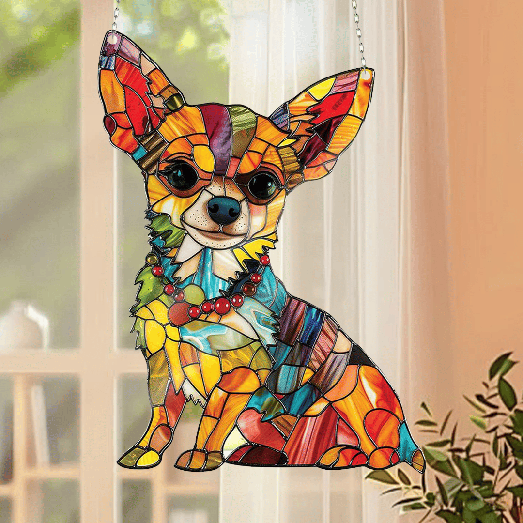 🌞🐕🦺Cute Chihuahua Suncatcher
