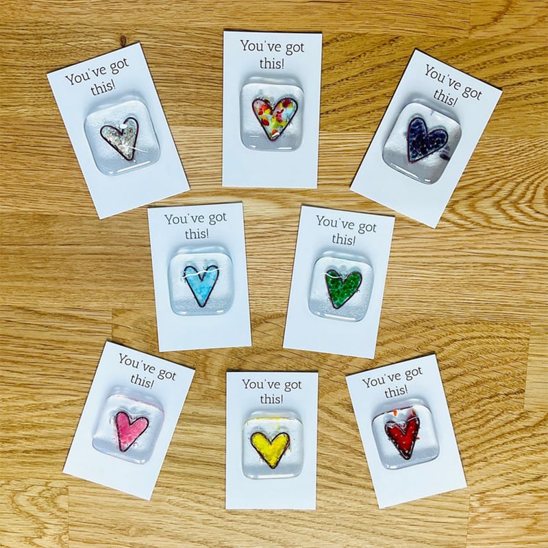 💝Fused Glass Heart Pocket Token