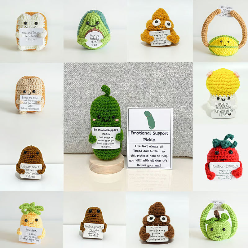 New Positive Energy Potato Hug Pocket Mini Handmade Plush Wool Knitting Doll with Card Funny Christams Gift Home Room Decoration