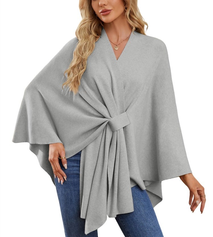 🔥Last 4 hours 57% OFF -Elegant Shawl Wraps Soft Open Front Poncho Sweater