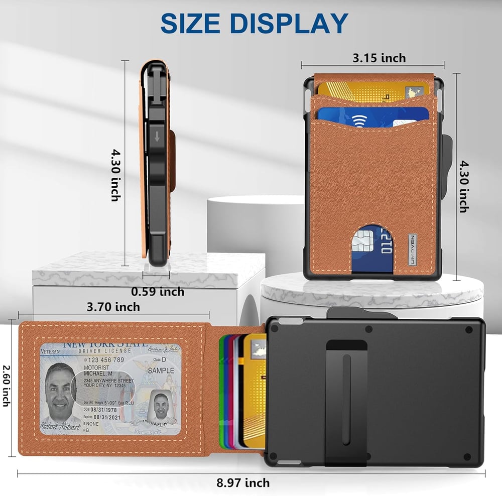 🔥Last Day Promotion 60% OFF-🔥AirTag Wallet - with Pop Up Aluminum Case Money Clip Slim Leather Slots Credit Card Holder RFID Blocking Bifold Minimalist Wallet