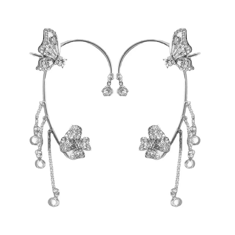 🔥🎁2024-Hot Sale🎁Butterfly Flower Tassel Shiny Zircon Earrings