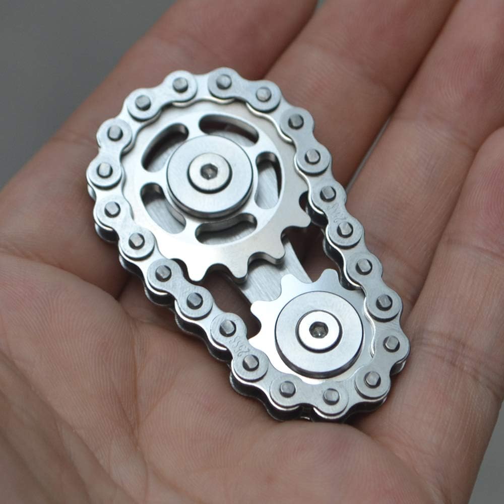 Fidget Spinner, Linkage Bike Chain Spinner Design 2 Gears Figity Spin Finger Games