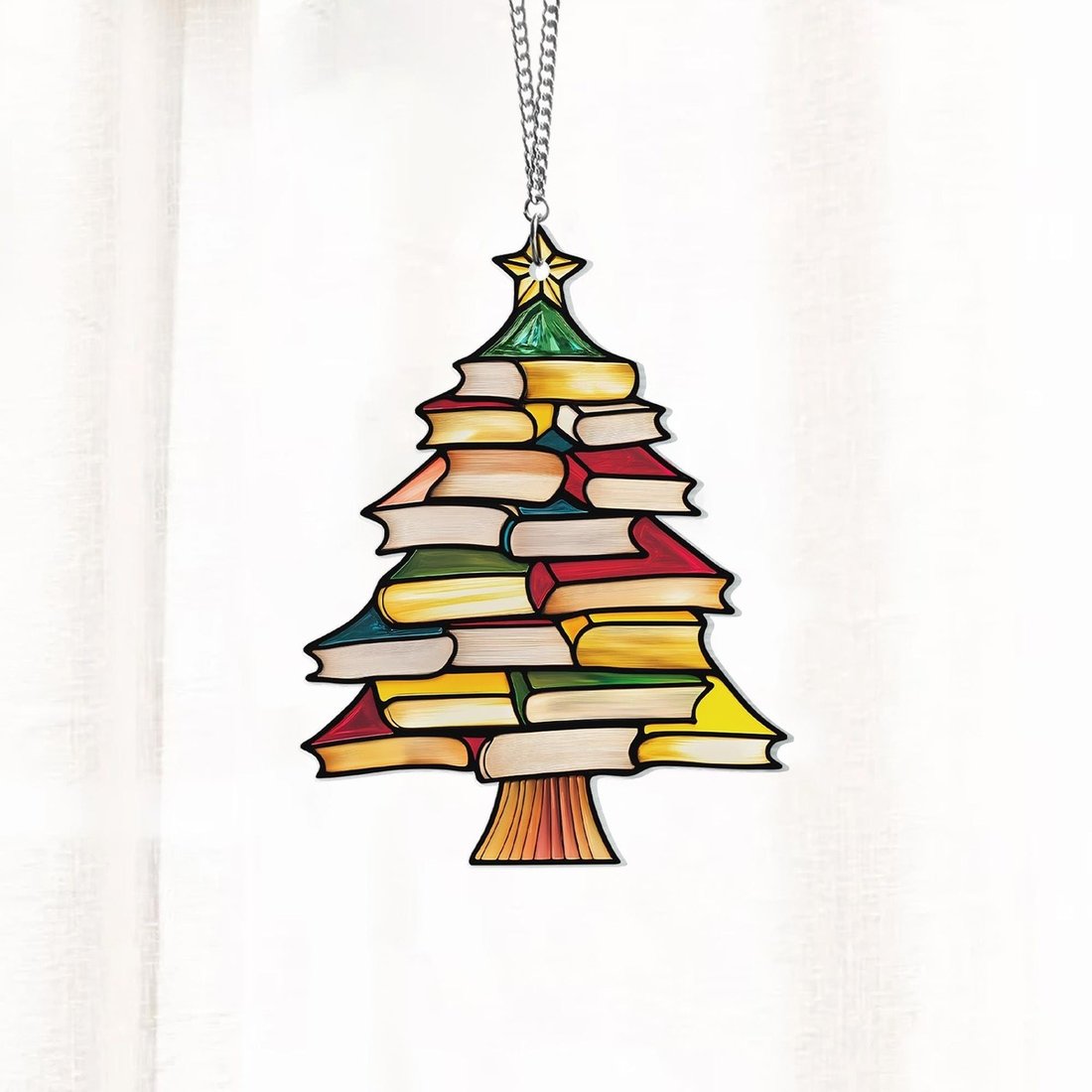 🔥LAST DAY 50% OFF - 🎄📚✨Christmas Book Tree Suncatcher Ornament