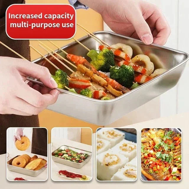 🔥LAST DAY 49% OFF-Stainless Steel Square Plate(With Lid)