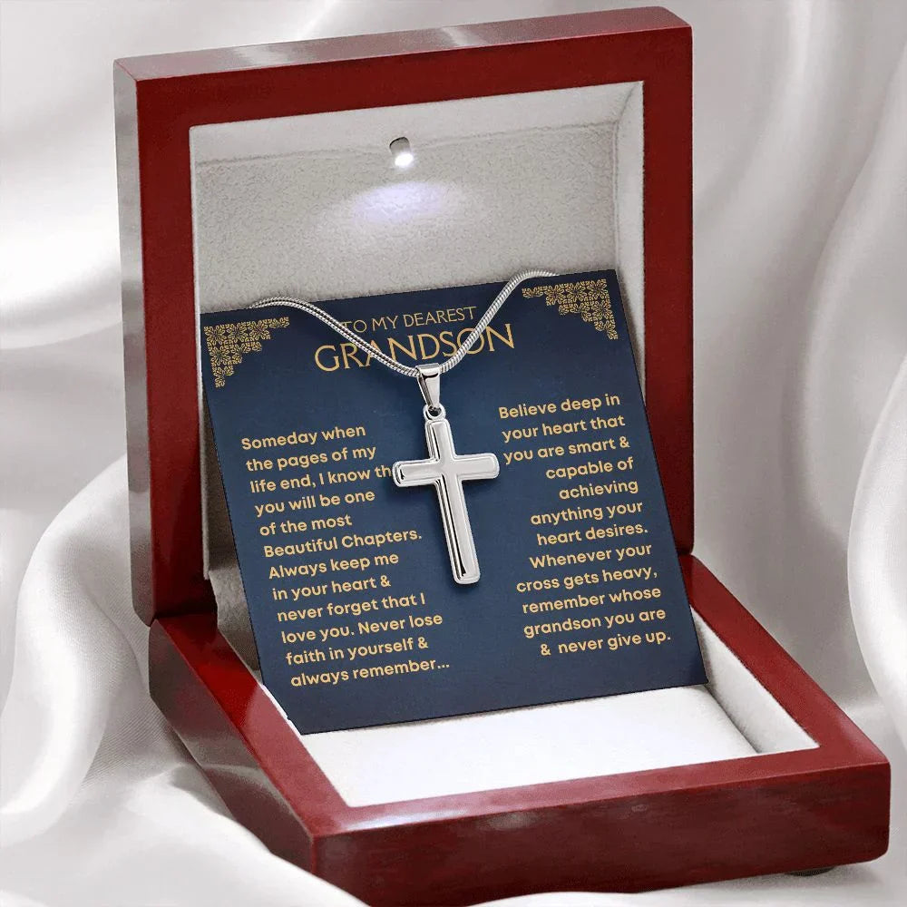 Last Day 75% OFF - Grandson, Never Lose Faith - Cross Necklace