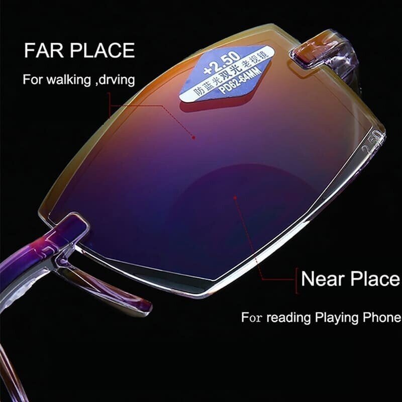 2024 New Sapphire high hardness anti blue light intelligent dual focus reading glasses