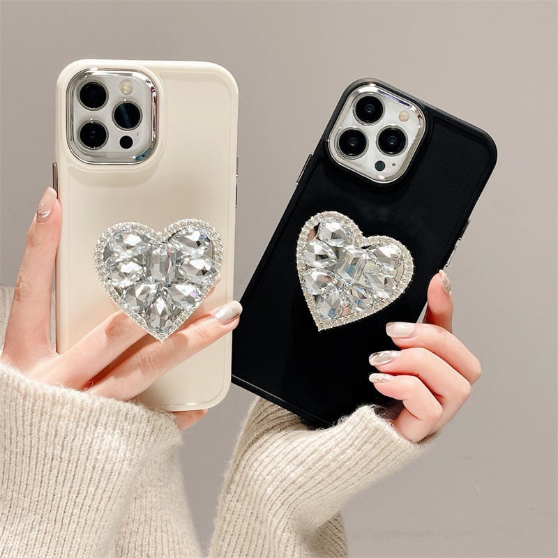 Heart Rhinestone Stand Bracelet Case Cover For iPhone