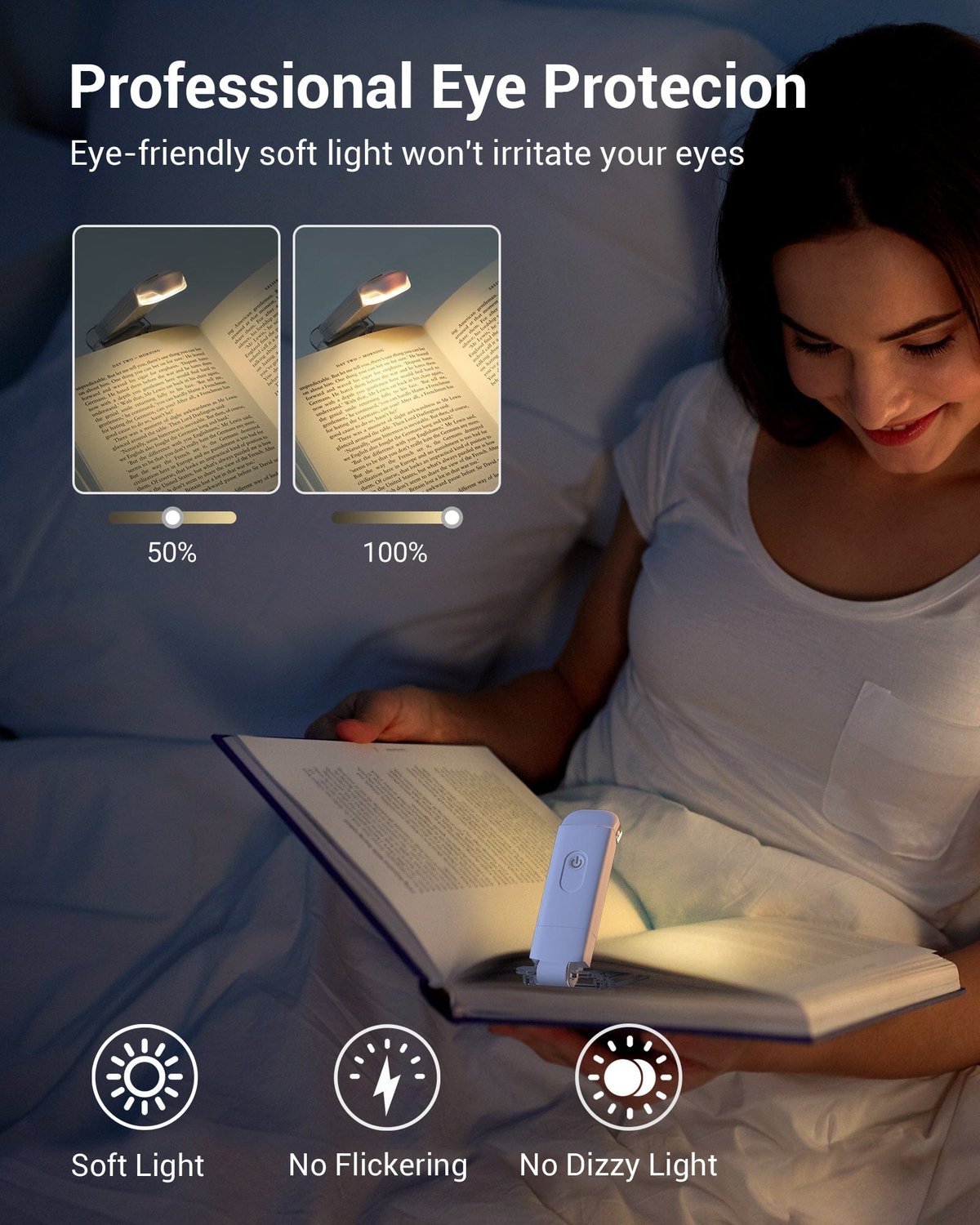 📖USB Rechargeable Book LED Light with Clip for Reading in Bed