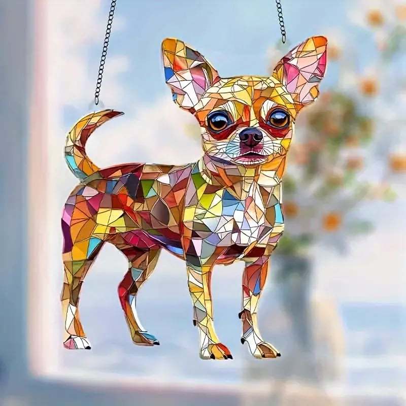 🌞🐕🦺Cute Chihuahua Suncatcher