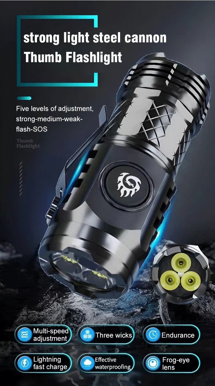 German Three-eyed Monster Mini Flash Super Power Flashlight