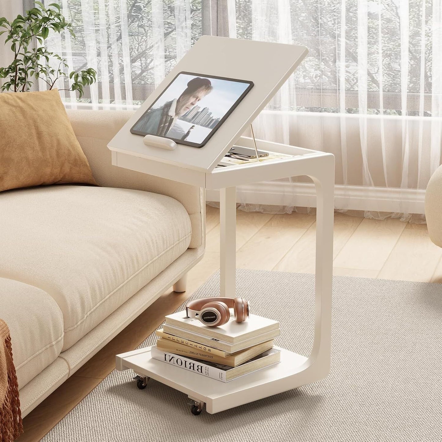 C Shaped End Table for Couch