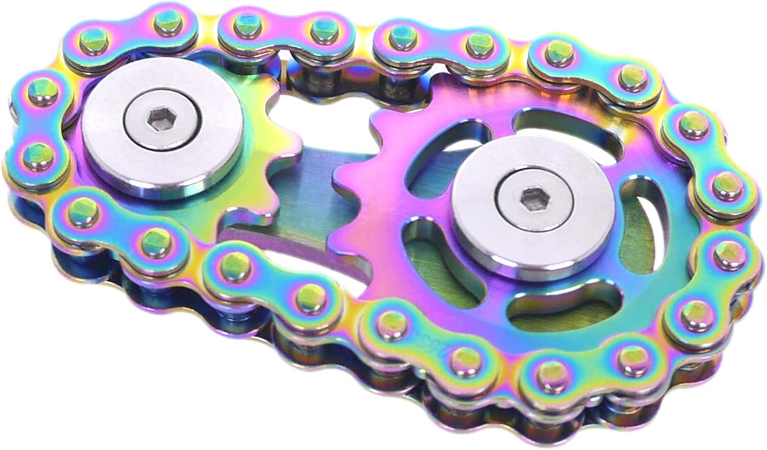 Fidget Spinner, Linkage Bike Chain Spinner Design 2 Gears Figity Spin Finger Games