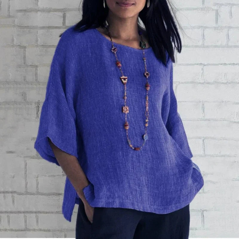 š„Spring 2024 fashion solid color cotton linen top