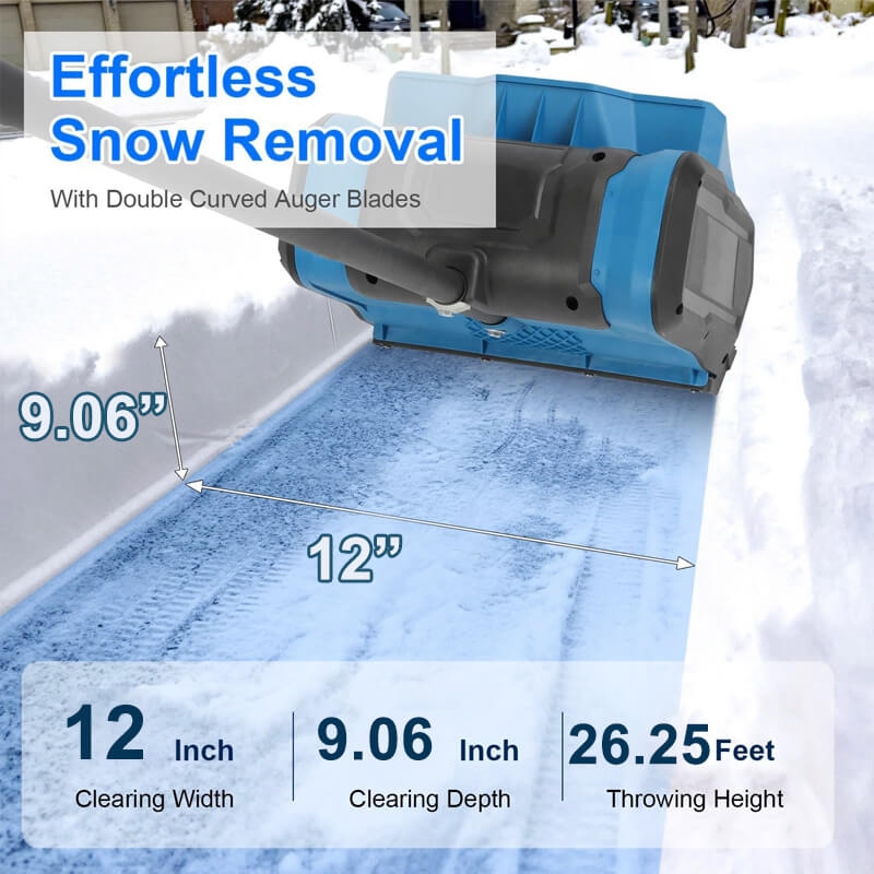12 inches Cordless Snow Shovel with 2 Batteries