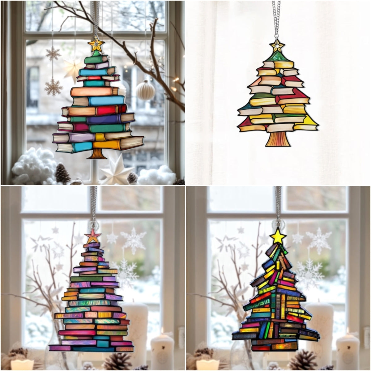 🔥LAST DAY 50% OFF - 🎄📚✨Christmas Book Tree Suncatcher Ornament