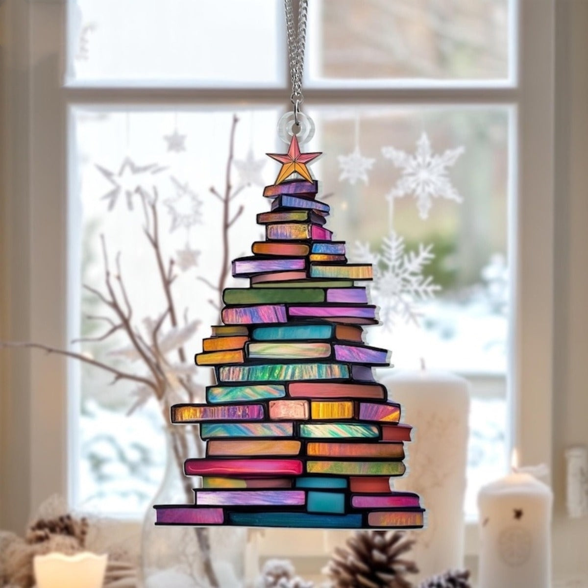 🔥LAST DAY 50% OFF - 🎄📚✨Christmas Book Tree Suncatcher Ornament