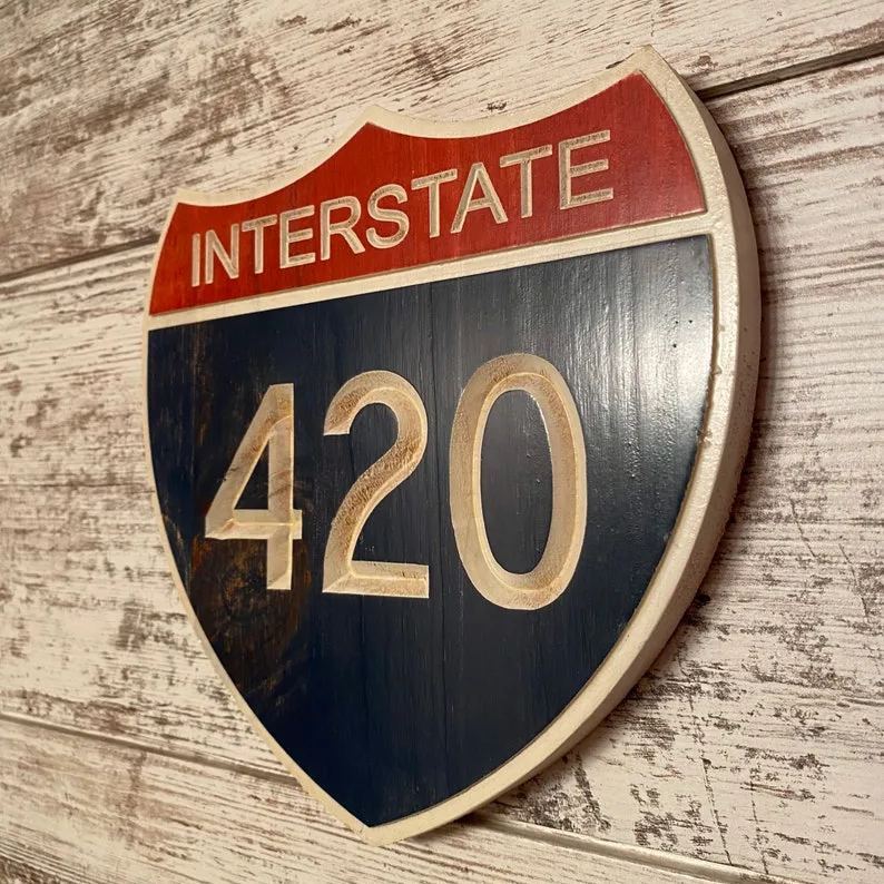 🛡Interstate 420 Shield Carved Wood Highway Sign