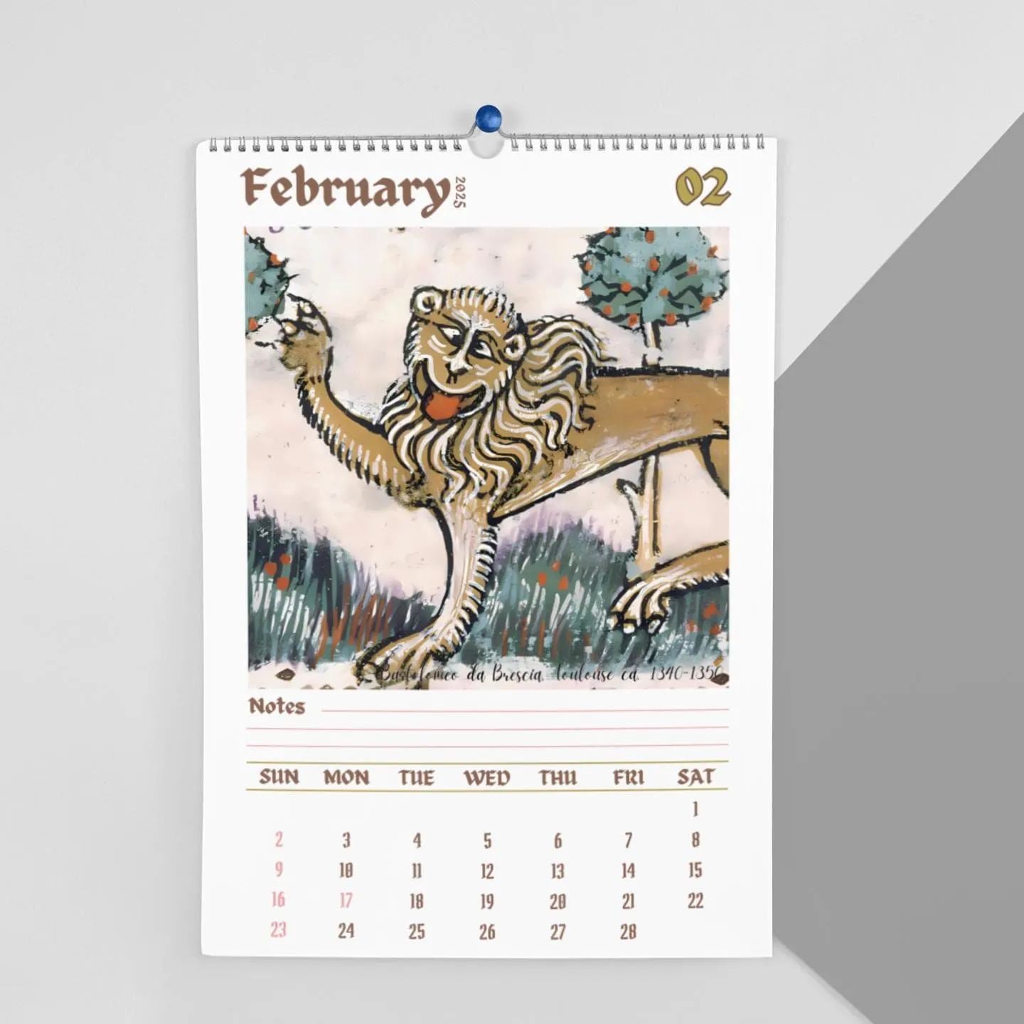 🦁Funny Medieval Lion Paintings Calendar 2025📅