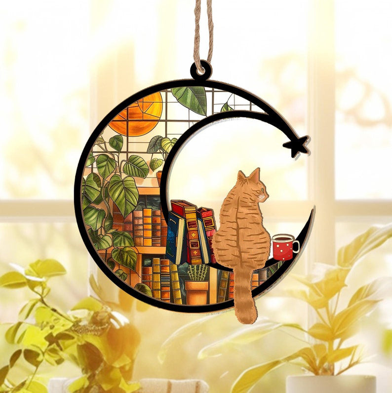 π2024 Christmas Gift 50% Off--Acrylic Cat Book Suncatcher Ornament