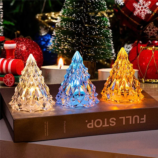 🔥 Night Light Crystal Mini Christmas Tree Light Flameless LED