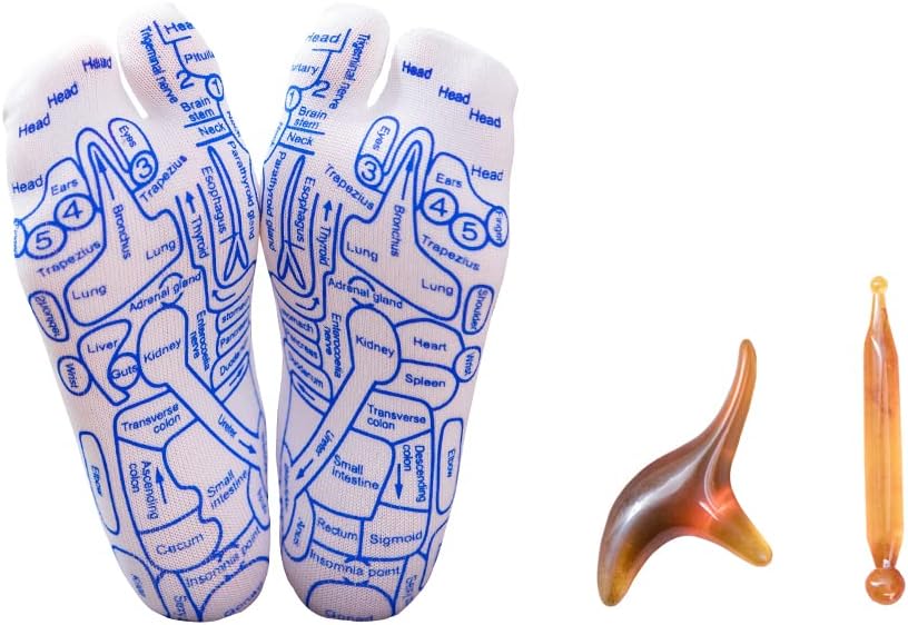 Reflexology Chart Socks with Trigger Point Massage Tool