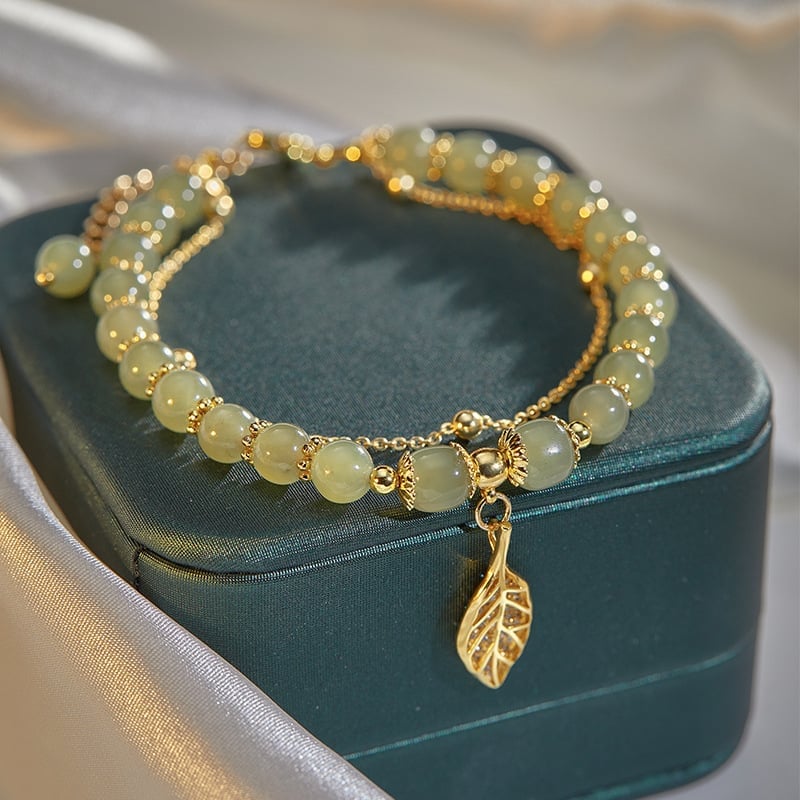 🔥💞Wotian Jade Lucky Gold Leaf Bangle