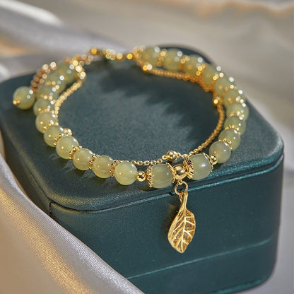 🔥💞Wotian Jade Lucky Gold Leaf Bangle