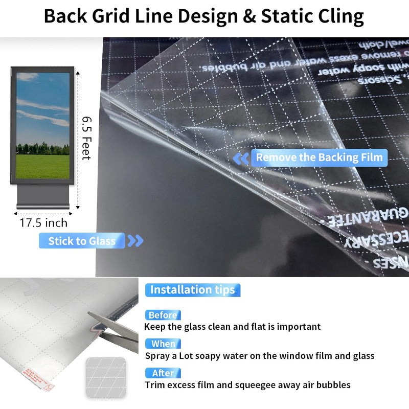 One-Way Privacy Window Film – Static Cling Mirror Tint with Full DIY Kit