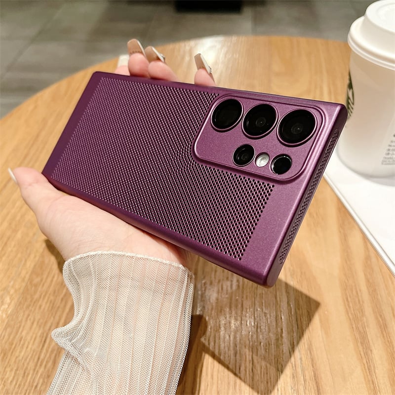 Honeycomb Heat Dissipation Porcelain Crystal Lens Case Cover for samsung S21-23