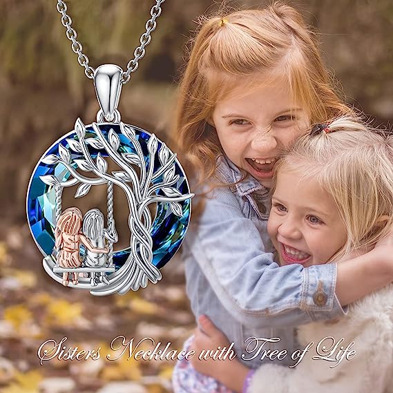 🎁925 Sterling Silver Tree of Life Sisters Necklace