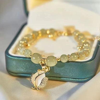 🔥💞Wotian Jade Lucky Gold Leaf Bangle