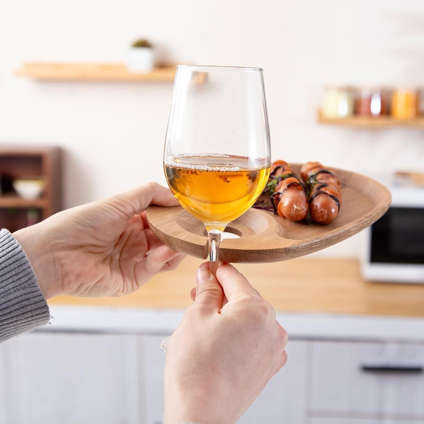 Wine Appetizer Plates, Cocktail Plate with Glass Holder,