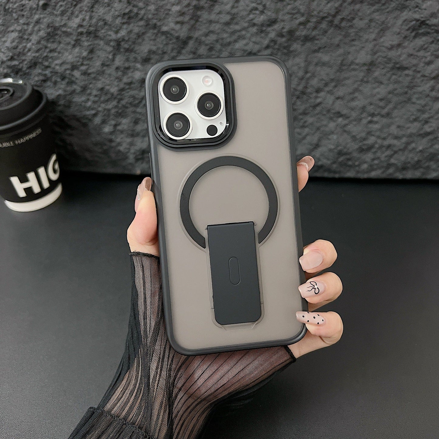 Minimalist Magnetic Case with Built-in Kickstand and Anti-Fingerprint Design