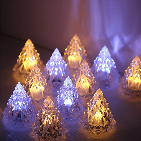 🔥 Night Light Crystal Mini Christmas Tree Light Flameless LED
