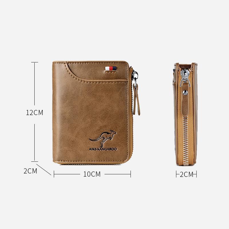 Men Wallet Zipper Genuine Leather Purse